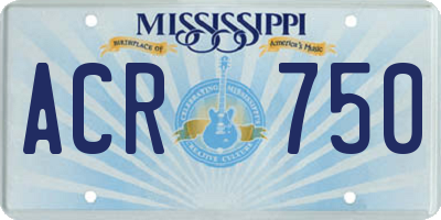 MS license plate ACR750