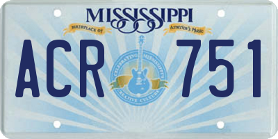 MS license plate ACR751