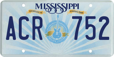 MS license plate ACR752