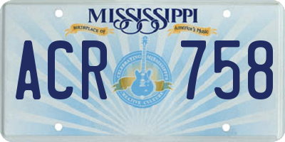 MS license plate ACR758