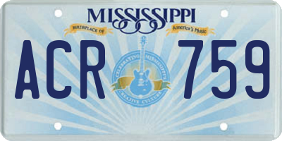 MS license plate ACR759