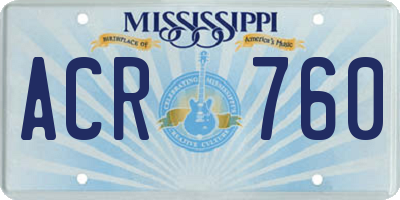 MS license plate ACR760