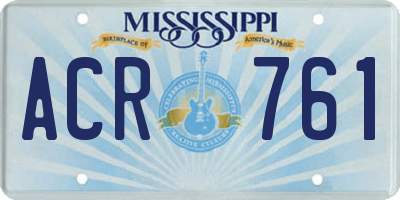 MS license plate ACR761