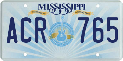 MS license plate ACR765