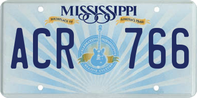 MS license plate ACR766