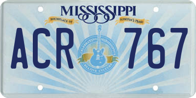MS license plate ACR767