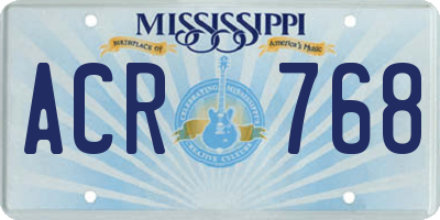 MS license plate ACR768