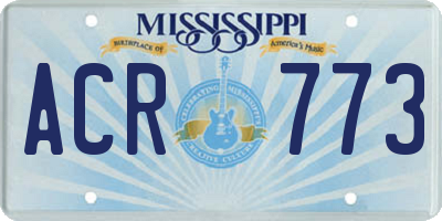 MS license plate ACR773