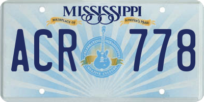 MS license plate ACR778