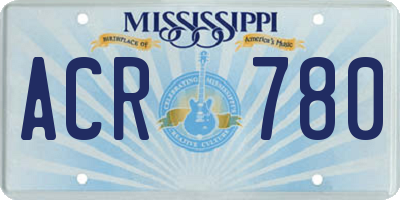 MS license plate ACR780