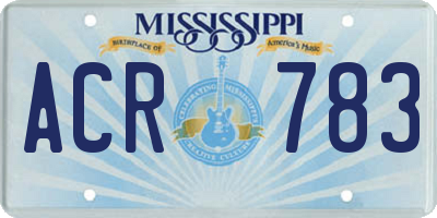 MS license plate ACR783