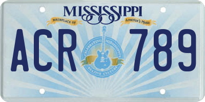MS license plate ACR789