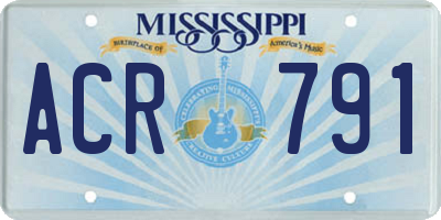 MS license plate ACR791