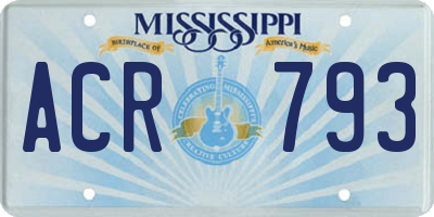 MS license plate ACR793