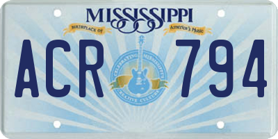 MS license plate ACR794