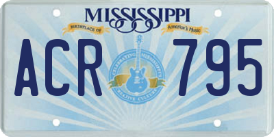 MS license plate ACR795