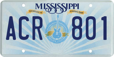 MS license plate ACR801
