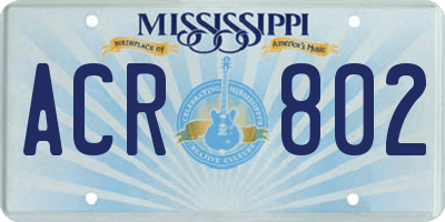 MS license plate ACR802