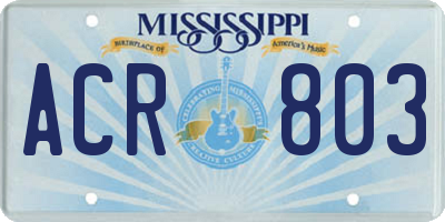 MS license plate ACR803