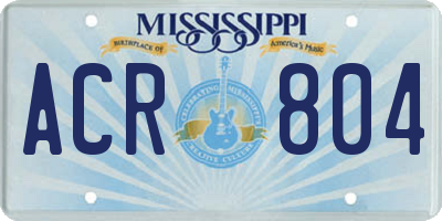 MS license plate ACR804