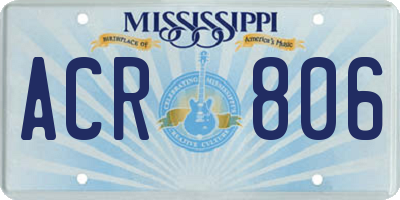 MS license plate ACR806