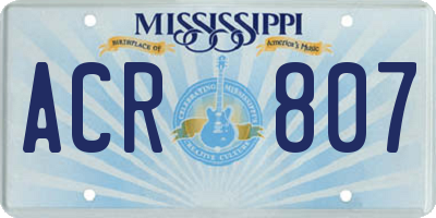 MS license plate ACR807