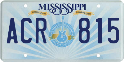 MS license plate ACR815