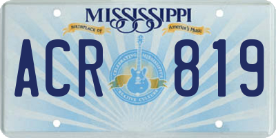 MS license plate ACR819