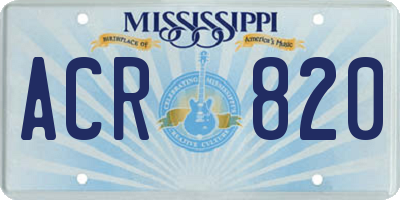 MS license plate ACR820