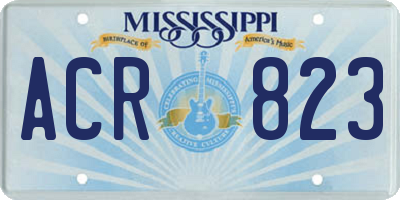 MS license plate ACR823
