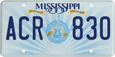 MS license plate ACR830