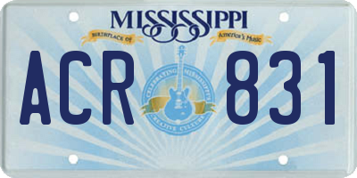 MS license plate ACR831