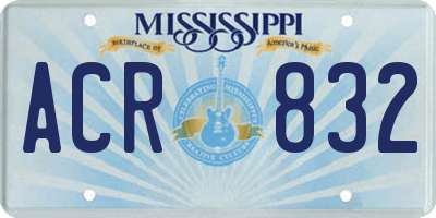 MS license plate ACR832