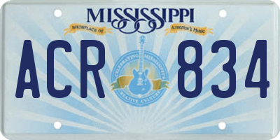 MS license plate ACR834