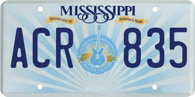 MS license plate ACR835