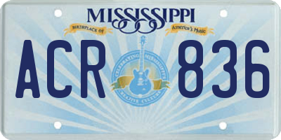 MS license plate ACR836
