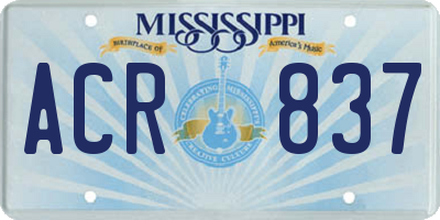 MS license plate ACR837