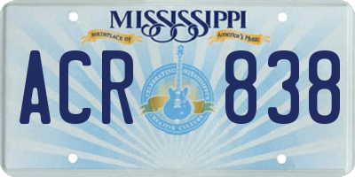 MS license plate ACR838