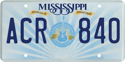 MS license plate ACR840