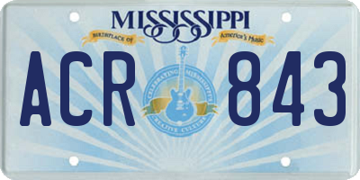 MS license plate ACR843