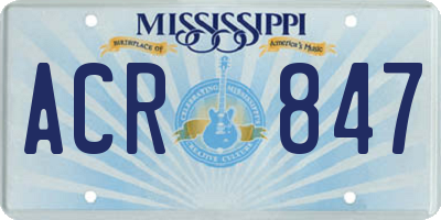 MS license plate ACR847