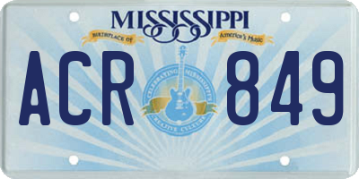 MS license plate ACR849