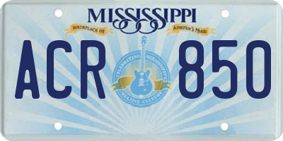 MS license plate ACR850