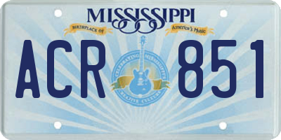 MS license plate ACR851