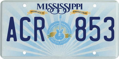 MS license plate ACR853
