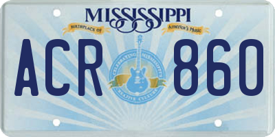 MS license plate ACR860