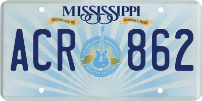 MS license plate ACR862