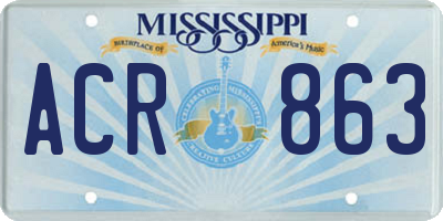 MS license plate ACR863