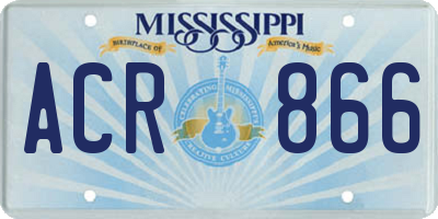 MS license plate ACR866