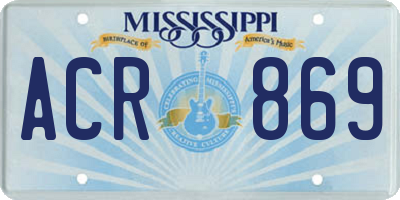 MS license plate ACR869